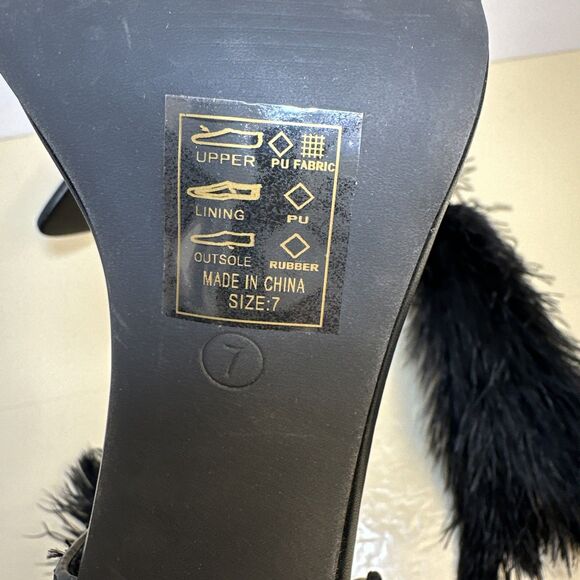 AZALEA WANG CLEASBY FEATHER SANDAL BLACK WRAP Stiletto HEEL Sz 7 New Year's Eve - Picture 8 of 12